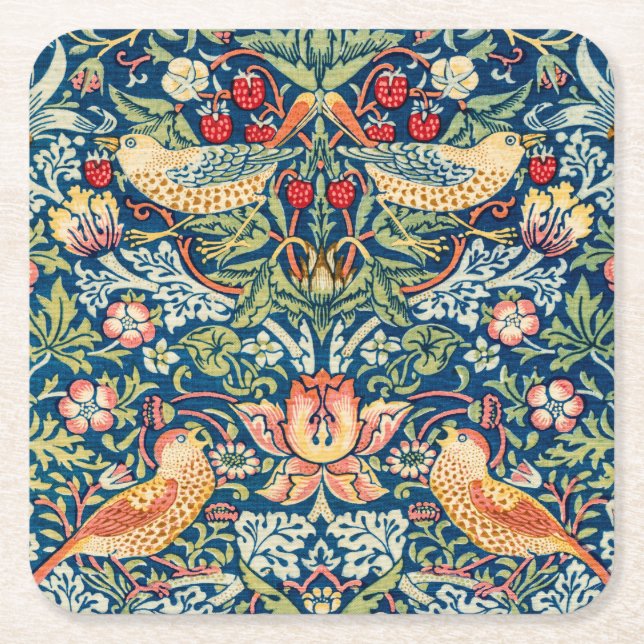 Jordgubbstjuv, William Morris Underlägg Papper Kvadrat (Framsidan)