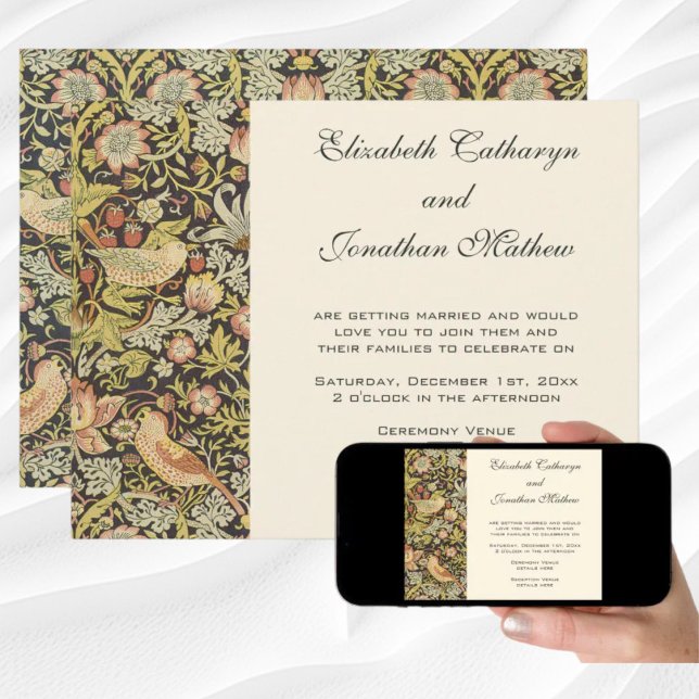 Jordgubbstjuvar Vintage bröllop set Inbjudningar (Strawberry Thieves Vintage Wedding Invitation, now available as download!)