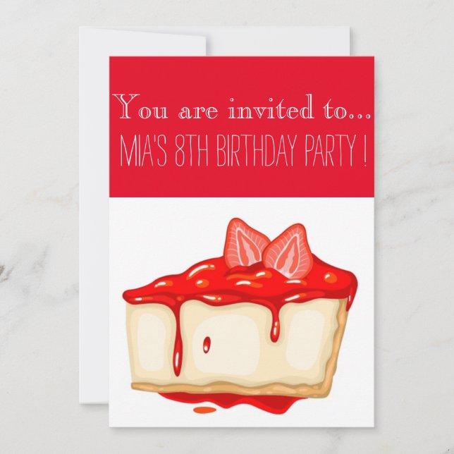 Jordgubbstökssköldpadda eller födelsedagsfest mell inbjudningar (Framsida)