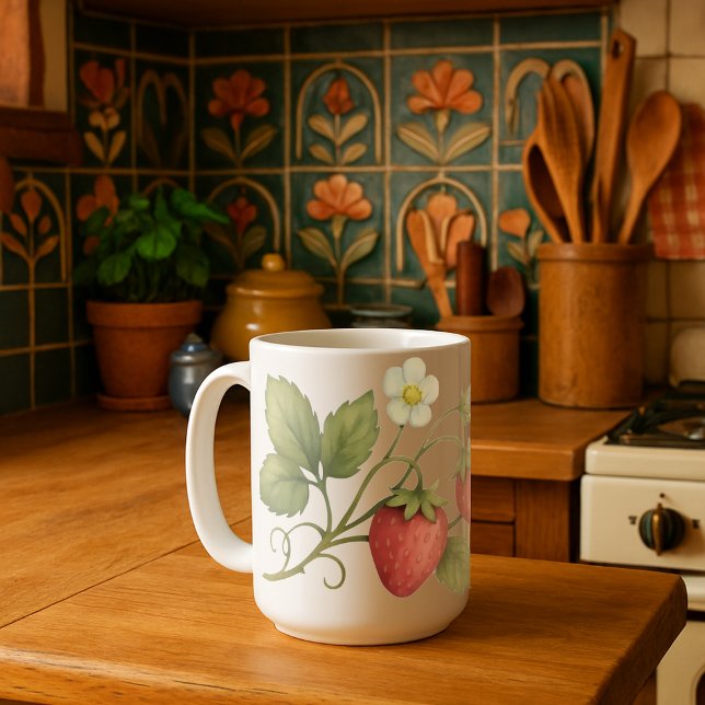 Jordgubbsvin med blommor kaffemugg (Skapare uppladdad)