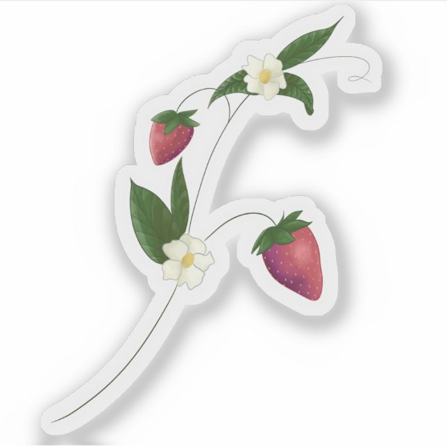 Jordgubbsvin med blomsterdekal klistermärken (Framsida)