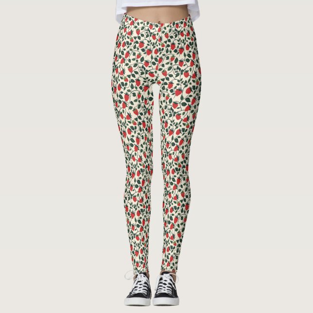 Jordgubbsvin Mönster Leggings (Framsida)