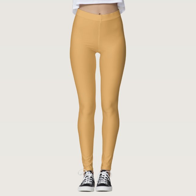 Jordgul Färg Solid Enkel Leggings (Framsida)