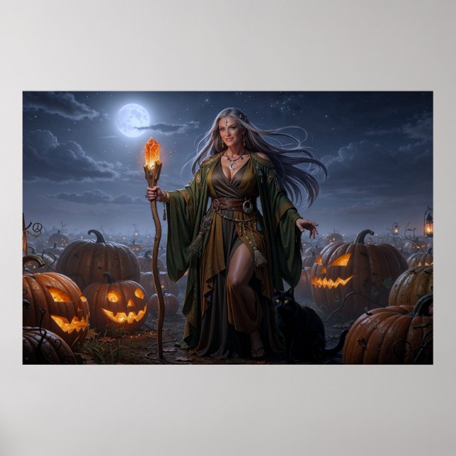 Jordhäxa från månbelyst pumpafält poster (Framsidan)