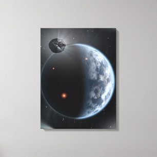 Jordliknande planet med oceaner som Jackar Yta. Canvastryck