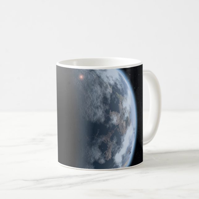 Jordliknande planet med oceaner som Jackar Yta. Kaffemugg (Framsida höger)