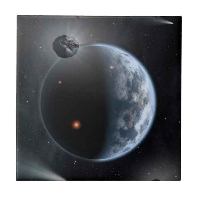 Jordliknande planet med oceaner som Jackar Yta. Kakelplatta (Framsidan)