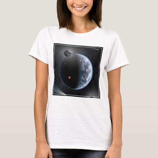 Jordliknande planet med oceaner som Jackar Yta. T Shirt (Framsida)