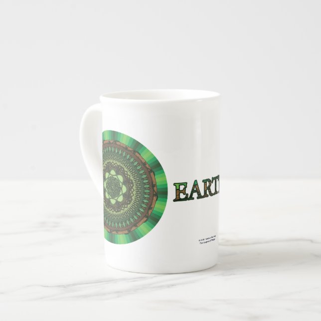 Jordmandala specialmugg benporslin mugg (Framsida vänster)
