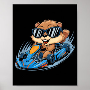 Jordmurmeldjur Go-kart Racing Glad jordmurmeldjurs Poster