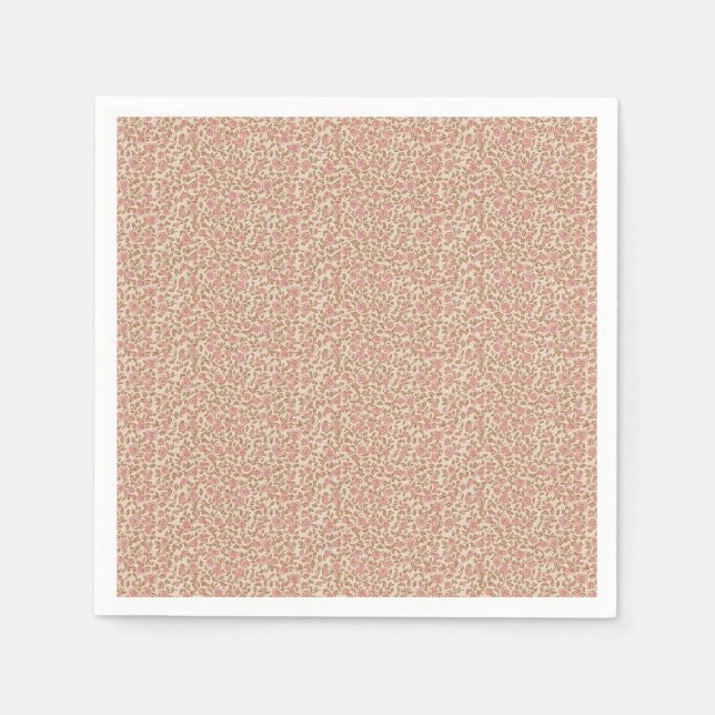 Jordnära 1940-tals Retro Rosebud Bruks- Pappersservett (Framsidan)