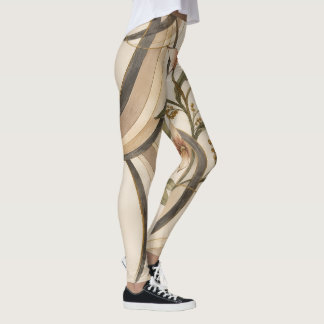 Jordnära Abstrakt Blommig & Kalligrafi Linjer Kons Leggings