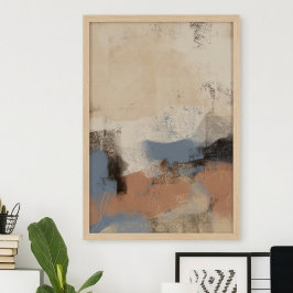 Jordnära Abstrakt Penseldrag i Blått Poster