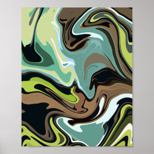 Jordnära abstrakt virvlande marmor design poster