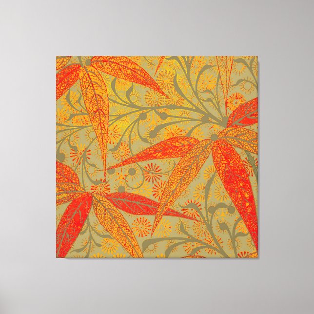 Jordnära Bambu Konst Vintage Tryck Orange  (Framsida)