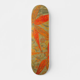 Jordnära Bambu Konst Vintage Tryck Orange Mini Skateboard Bräda 18,5 Cm