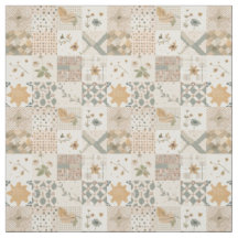 Jordnära Beige Lapptäcke Vintage Cottagecore