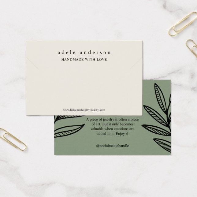Jordnära blad smycke armband visningskort visitkort (Kontor)
