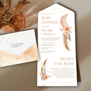 Jordnära blommande Pampas halvmåne baby shower