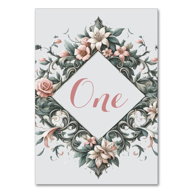 Jordnära blommande vinstock bordsnummer (Baksidan)