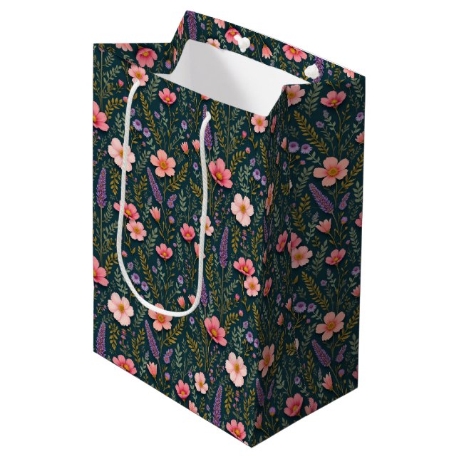 Jordnära blommig presentpåse (Framsidan Vinklad)