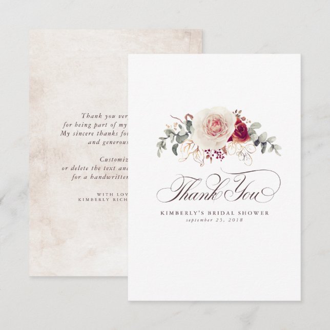 Jordnära blommor Elegant litet tack Kort (Fram/baksida)