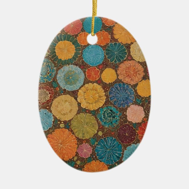 Jordnära blomster mosaik mönster ornament (Framsidan)