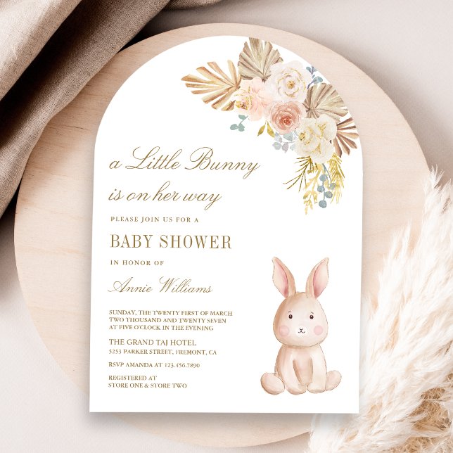 Jordnära blomsterguide Boho kanin Baby Shower Inbjudningar (Skapare uppladdad)