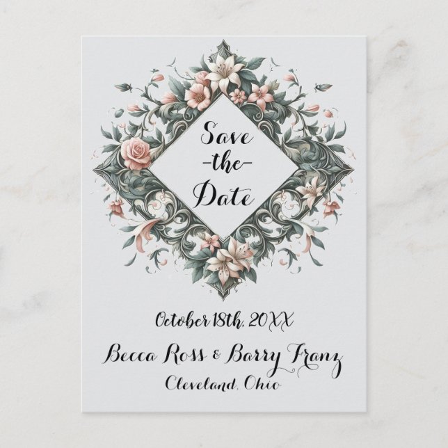 Jordnära blomsterklängande vykort (Framsida)