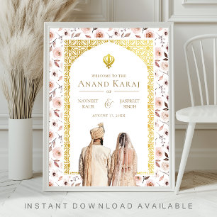 Jordnära blomsterlig Anand Karaj bröllops välkomst Poster
