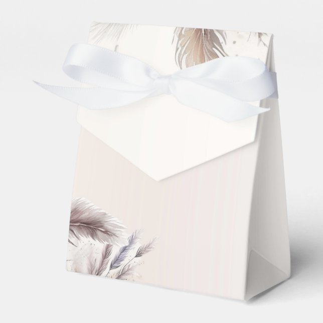 Jordnära bohemisk blomsterfjädrar bröllop presentaskar (Framsidan Sidan)