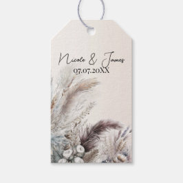 Jordnära bohemisk blomsterfjädrar bröllop presentetikett