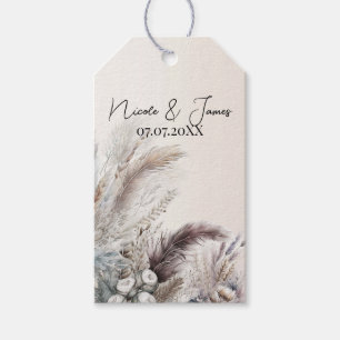 Jordnära bohemisk blomsterfjädrar bröllop presentetikett