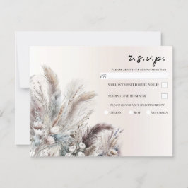 Jordnära Bohemsk Blommig Fjädrar Bröllop RSVP Inbjudningar