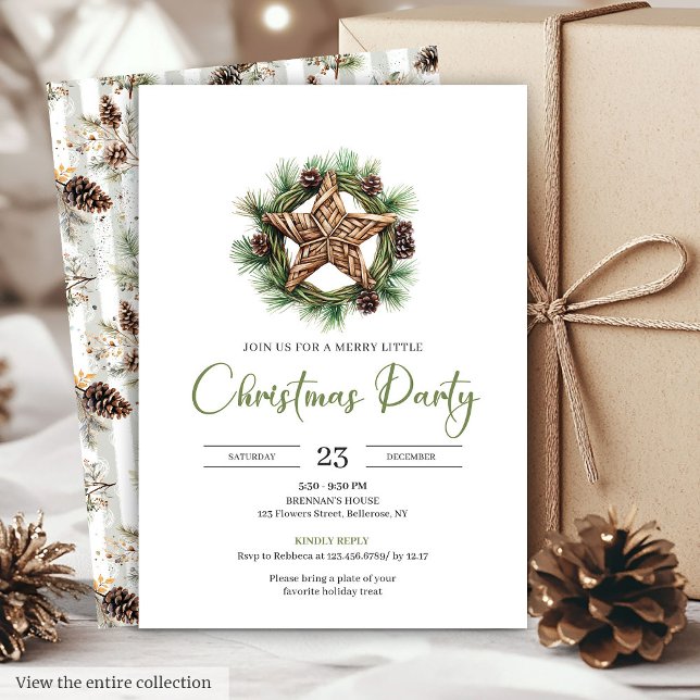 Jordnära Boho Akvarell Botanisk Julinbjudan Inbjudningar (Earthy Boho Watercolor Botanical Christmas Invite

)