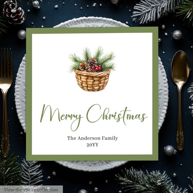 Jordnära Boho Botanisk Julbukett Bord  Pappersservett (Earthy Boho Botanical Christmas Bouquet Table Napkins)