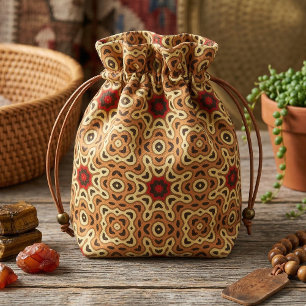 Jordnära Boho Chic Mozaik Geometriskt Mönster Tyg