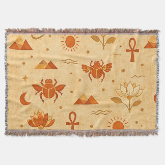 Jordnära Boho Egyptisk Mönster-Minimalistisk Farao Filt
