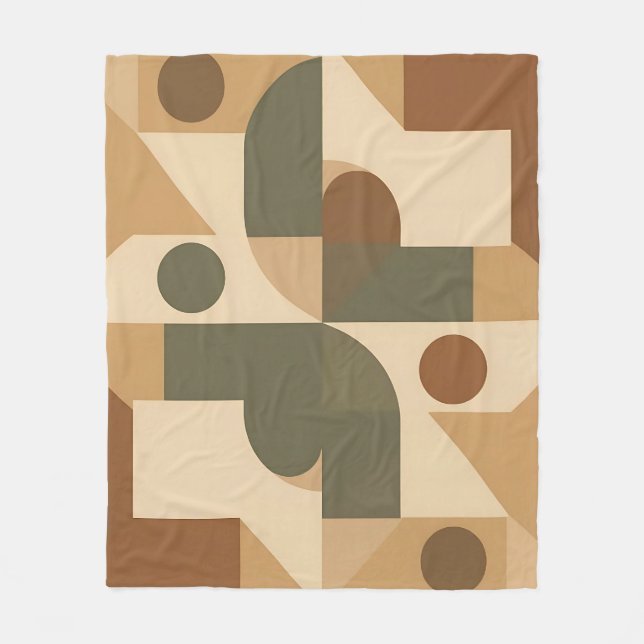 Jordnära Boho Geometrisk Abstrakt Fleecefilt (Framsidan)
