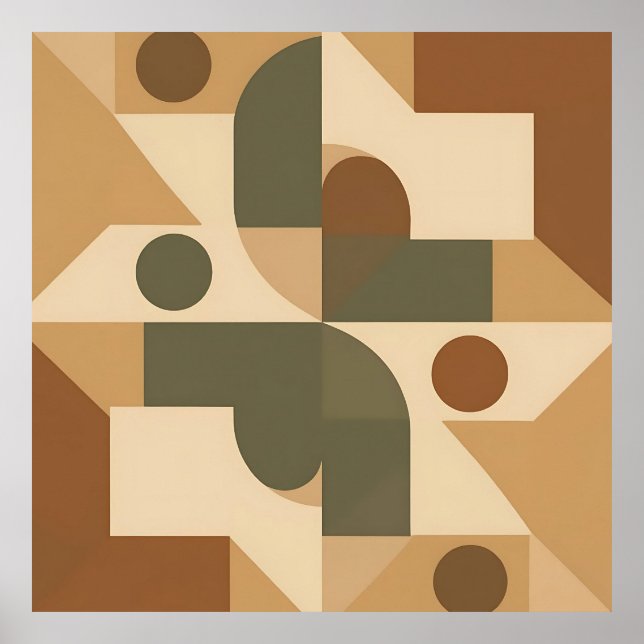 Jordnära Boho Geometrisk Abstrakt Poster (Framsidan)