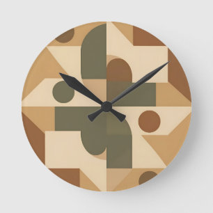 Jordnära Boho Geometrisk Abstrakt Rund Klocka