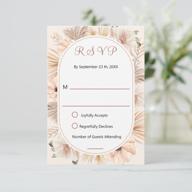 Jordnära Boho Oval Båge Blommig Beige Svar (Stående Fram)