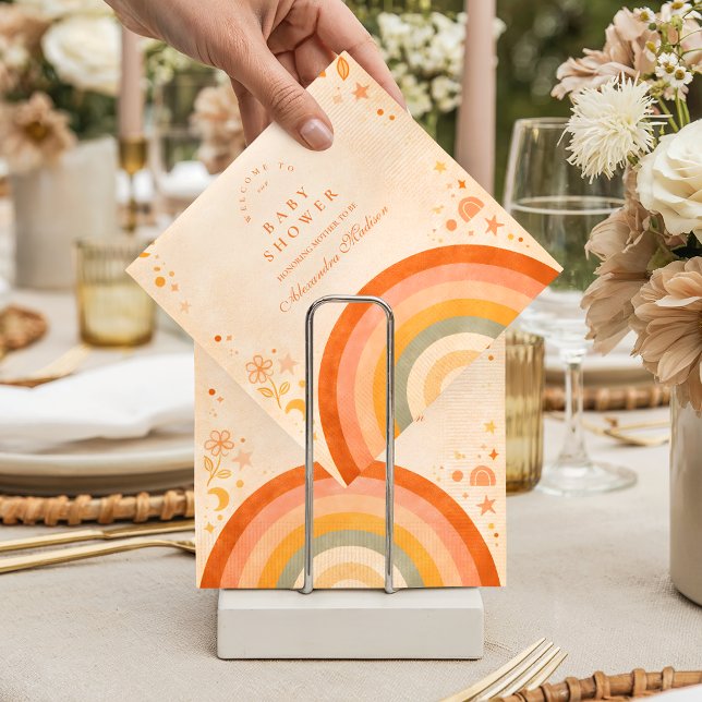Jordnära Boho Regnbåge Baby Shower Pappersservett (Skapare uppladdad)