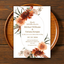 Jordnära Boho Terrakotta & Lera Höst Blommig Bröll Inbjudningar