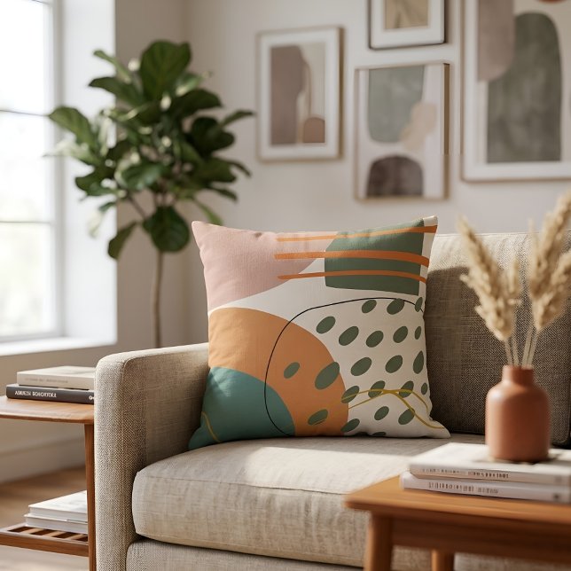Jordnära Boho Terrakotta Turkos Modern Abstrakt Ko Kudde (Skapare uppladdad)