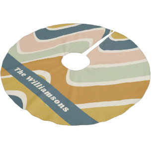 Jordnära Boho Vågiga Linjer Retro Pastell Färger P Julgransmatta Borstad Polyester