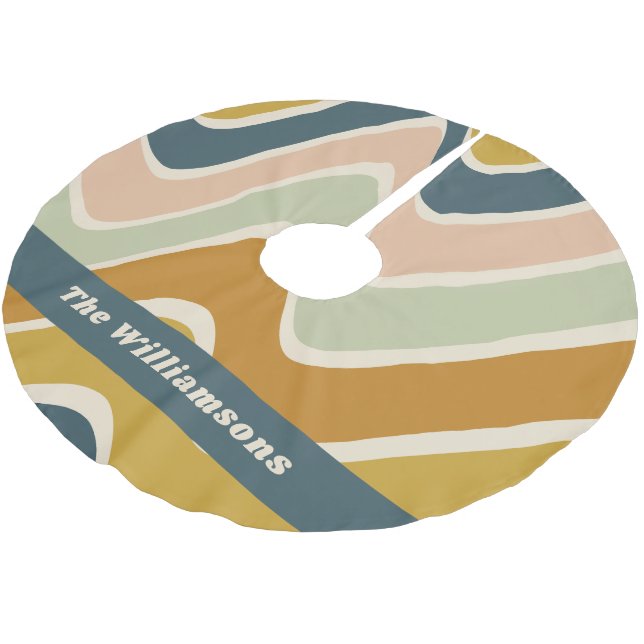 Jordnära Boho Vågiga Linjer Retro Pastell Färger P Julgransmatta Borstad Polyester (Vinklad)