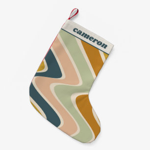 Jordnära Boho Vågiga Linjer Retro Pastell Personli Liten Julstrumpa