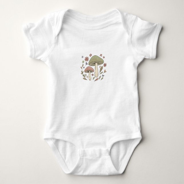 Jordnära Botanisk Svamp Grafisk T Shirt (Framsida)