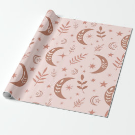 Jordnära Brun Boho Månmönster Presentpapper